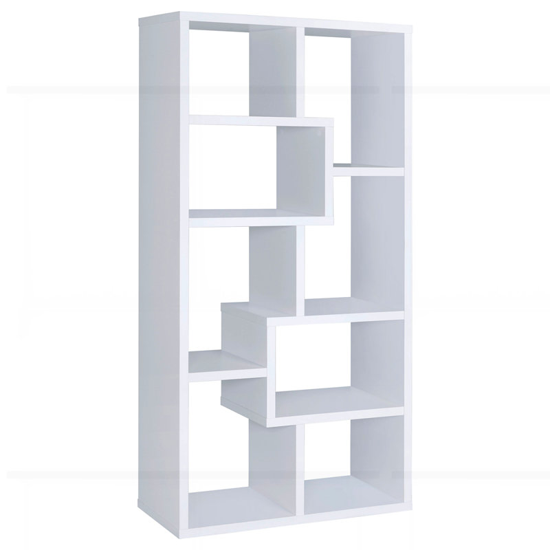 Bibliothèque géométrique en bois massif, Blanc
