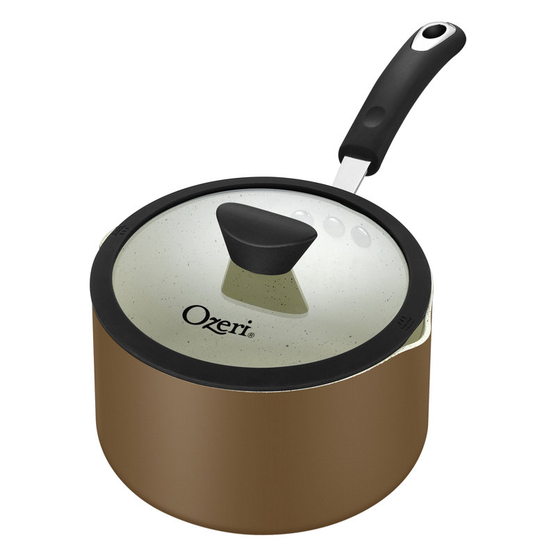 Casserole antiadhésive de 5,3 pte avec couvercle Ozeri Stone Earth All-In-One APEO & PFOA, 3,0 L (3,2 pintes), Brun