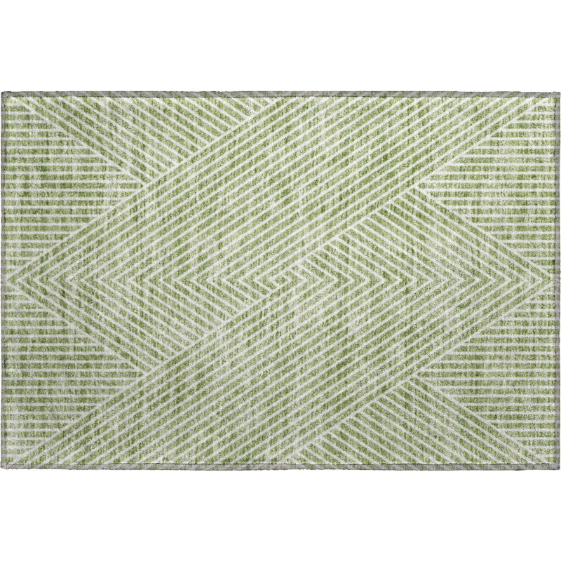 Premium Machine Washable Prisco Aloe Rug, Rectangle 1'8" x 2'6"