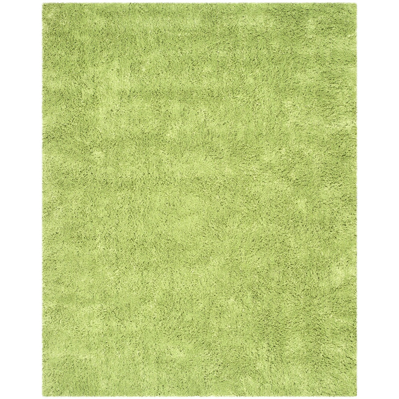 Assar Solid Color Handmade Tufted Polyester Area Rug in Lime, Rectangle 4' x 6'
