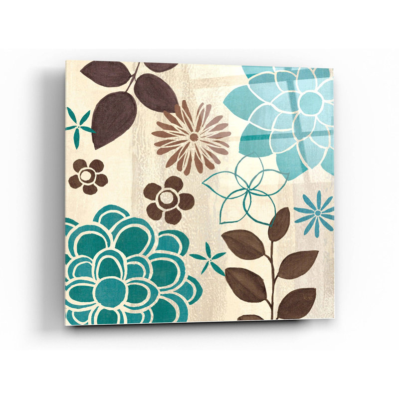 «Abstract Garden Blue II» par Veronique Charron, art mural en verre acrylique, H 24 po x l 24 po