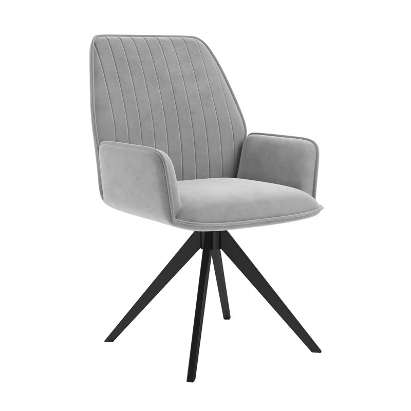 Angola Velvet Upholstered Swivel Dining Chair, Grey