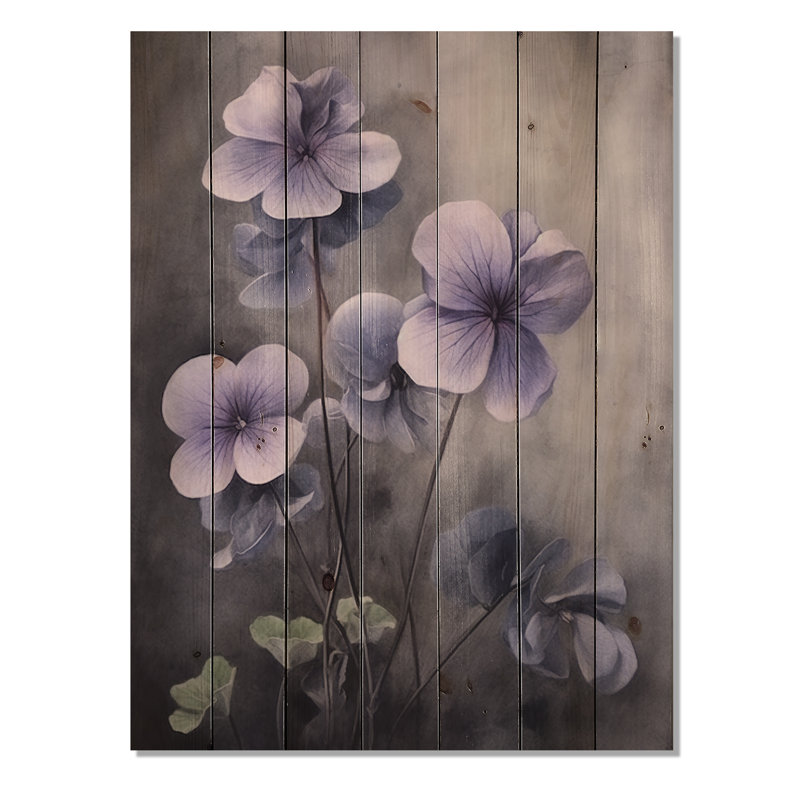«Violet I Grey Violets Dream I» sur impression sur bois, H 40 po x l 30 po x P 0,78 po