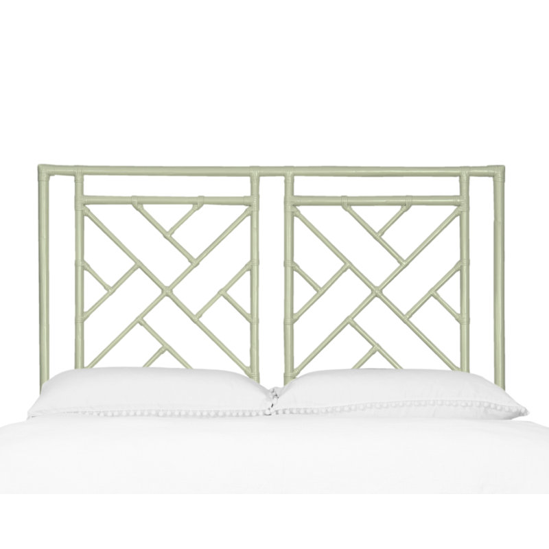 Cowden Geometric Rattan Headboard, Queen, Celery Green