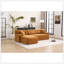 Canapé modulaire convertible en méridienne convertible, canapé modulaire en éponge à compression complète pour le salon en appartement, 3 places orange avec chenille grain de bois, 2 coussins inclus, L 86 po-118043822
