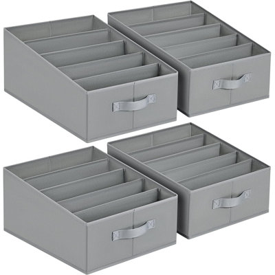 Organisateurs en tissu pour vêtements, pantalons, chandails - 5 grilles, pliables, paquet de 4