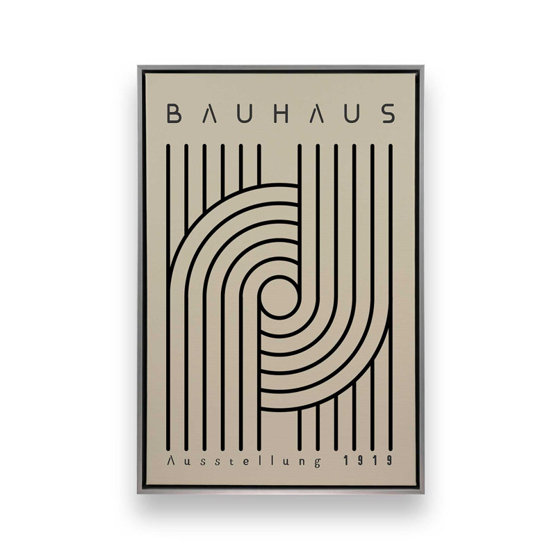 Impression sur toile monochrome Bauhaus Curves, Reproduction encadrée sans passe-partout, H 36,75 po x l 24,75 po