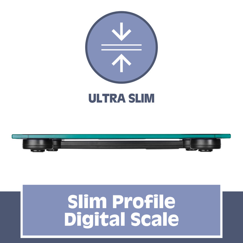 Ultra Thin, Clear Glass Scale With Easy To Read LCD Display - Auto Step On