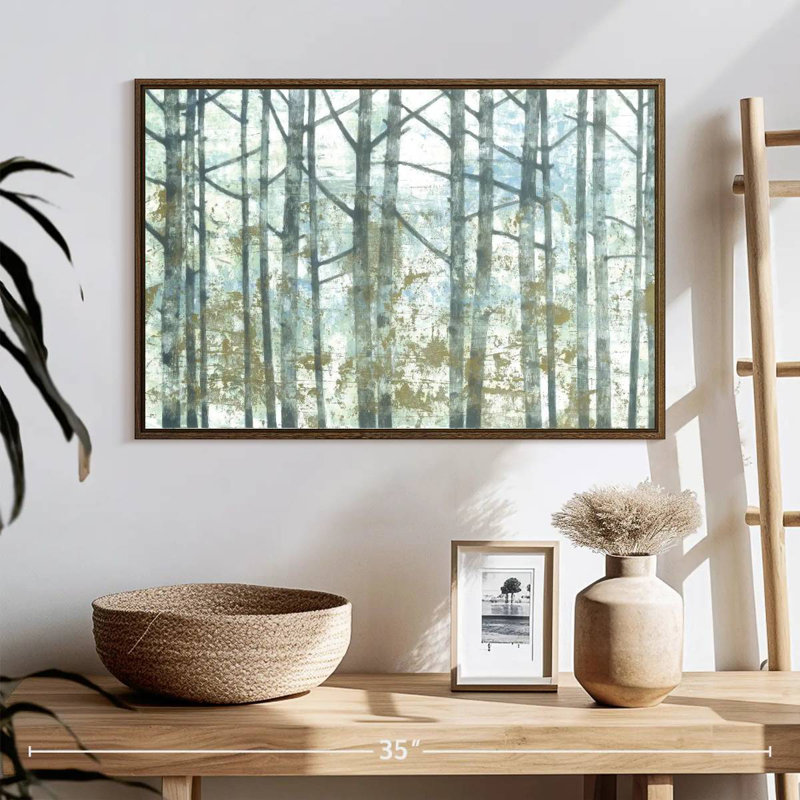 Brise de forêt, 25 po x 17 po, Cadre flottant noyer