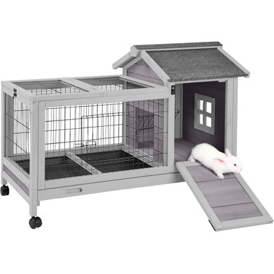 Small Animal Hutch with Feeder, Ramp and Slide Out Tray