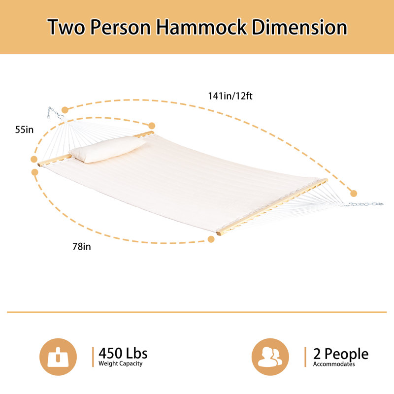 2 Person Spreader Bar Hammock, Beige