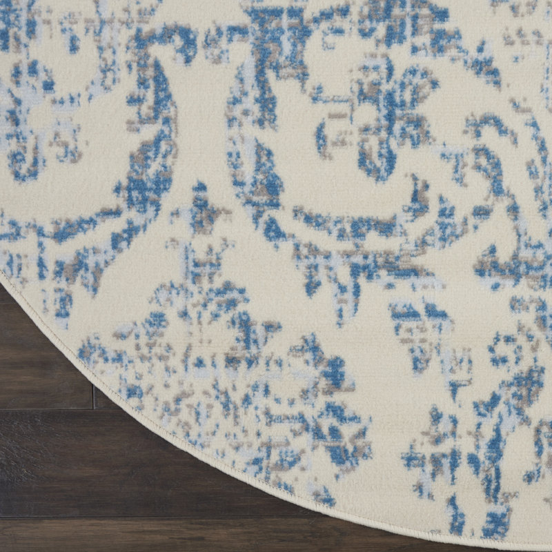 Rosemead Damask Indoor Rug, Round 8'