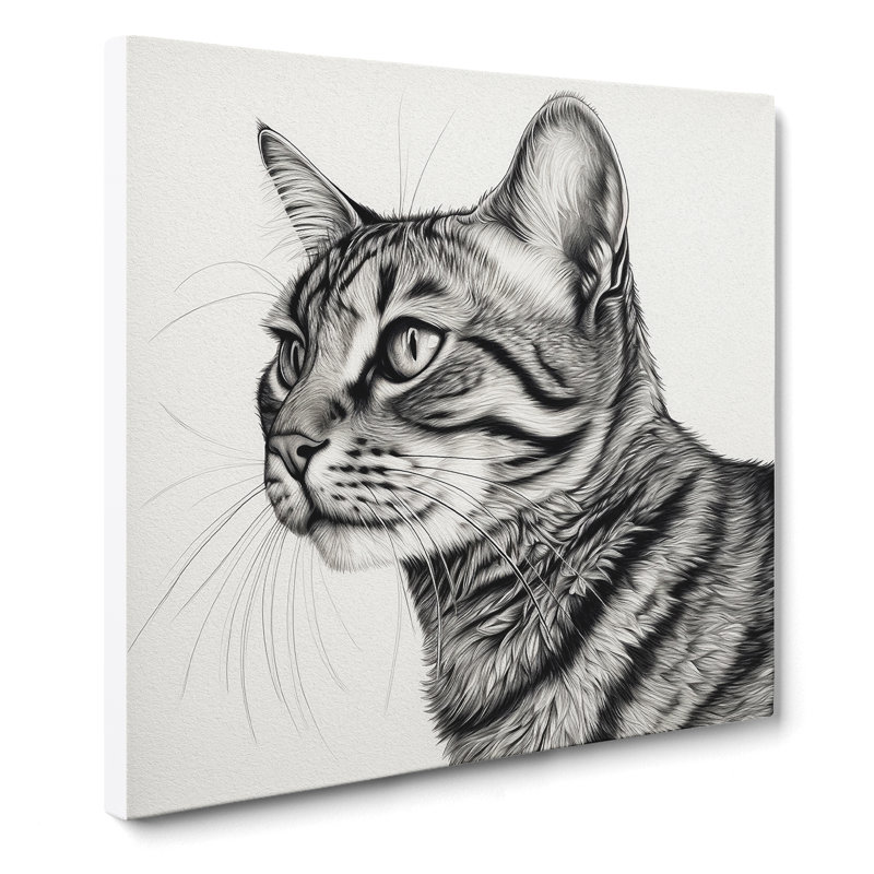 Cat Drawing - No Frame Print, 50cm H x 50cm W x 3cm D