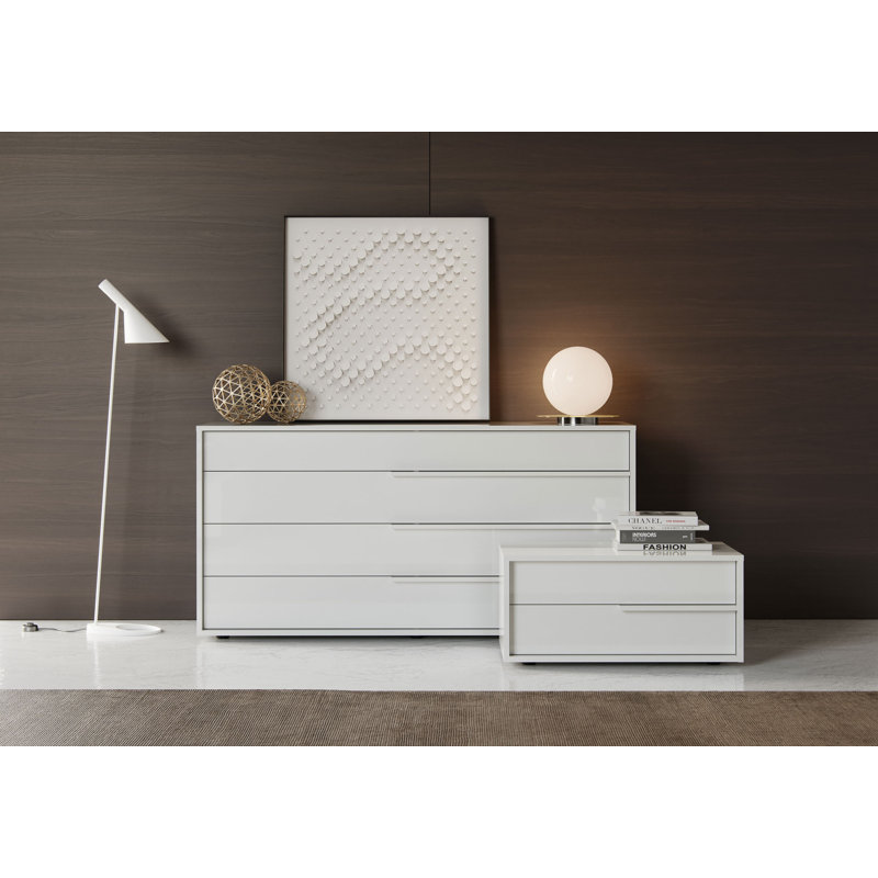 Jane 2 - Drawer Nightstand, Glossy White, Left