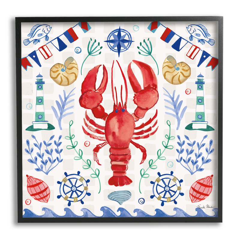 "Stupell Industries", art mural sur toile à motif nautique par Farida Zaman, Giclée encadrée noir minuit