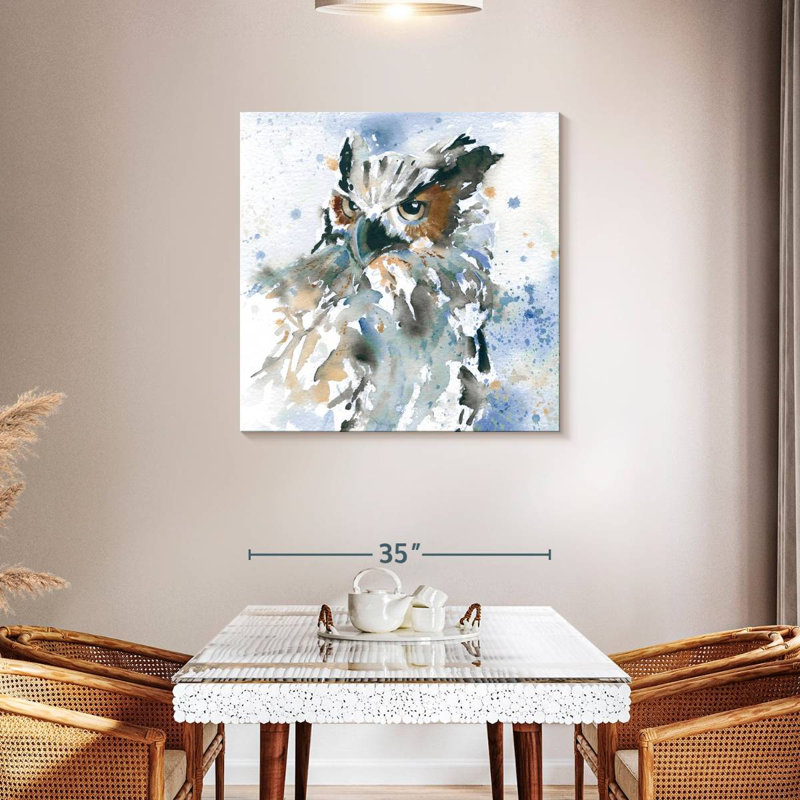 Brampt Owl On Blue, 36" H x 36" W