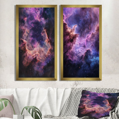 Ethereal Dream of Nebula I - Space Canvas Wall Art, Astronomy 2 Piece Wall Decor