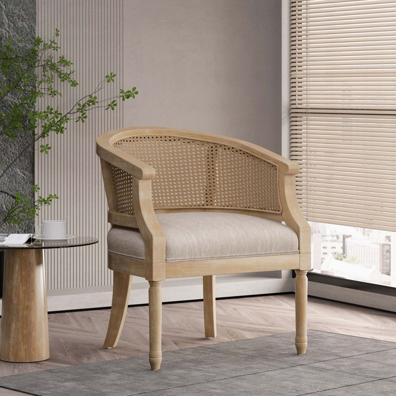 Chaise d'appoint en bois d'hévéa, Beige