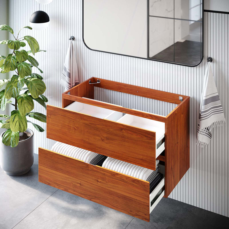 Modway 36" Wall Mounted Single Bathroom Vanity Base Only in Orange
