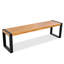 Table de salle à manger d'extérieur 3 pièces avec 2 bancs, ensemble de salle à manger de patio avec plateau en bois et structure en acier
