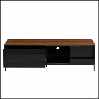 U-Can 70.8'' Modern TV Stand for TVs up to 75 Inches, Entertainment Center with Storage, Sliding Doors, and Adjustable Shelves, Mid Century Modern Media Console Table