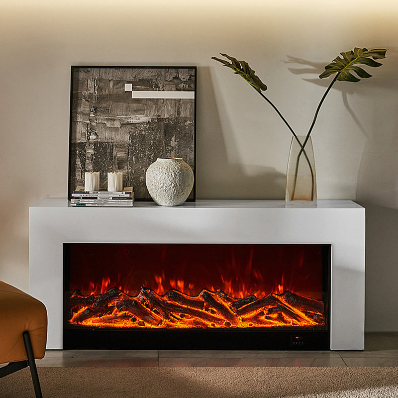Meuble télé avec foyer électronique encastré, 51.18"
