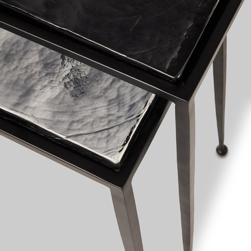Dalston Glass Nesting End Table, Black