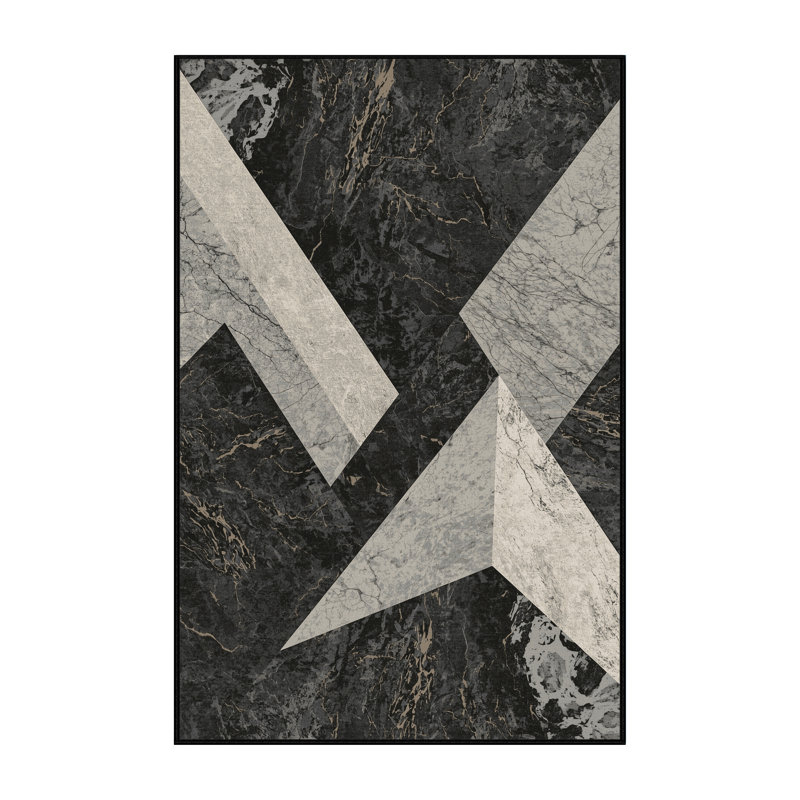 Tapis moelleux à motif géométrique rustique gris moelleux et doux Narberth, 7 x 9