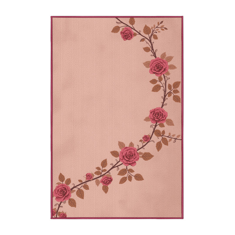 Soft Plush Fedele Valentines Modern & Contemporary Abstract Area Rug in Beige – Rose Binding, 7x10