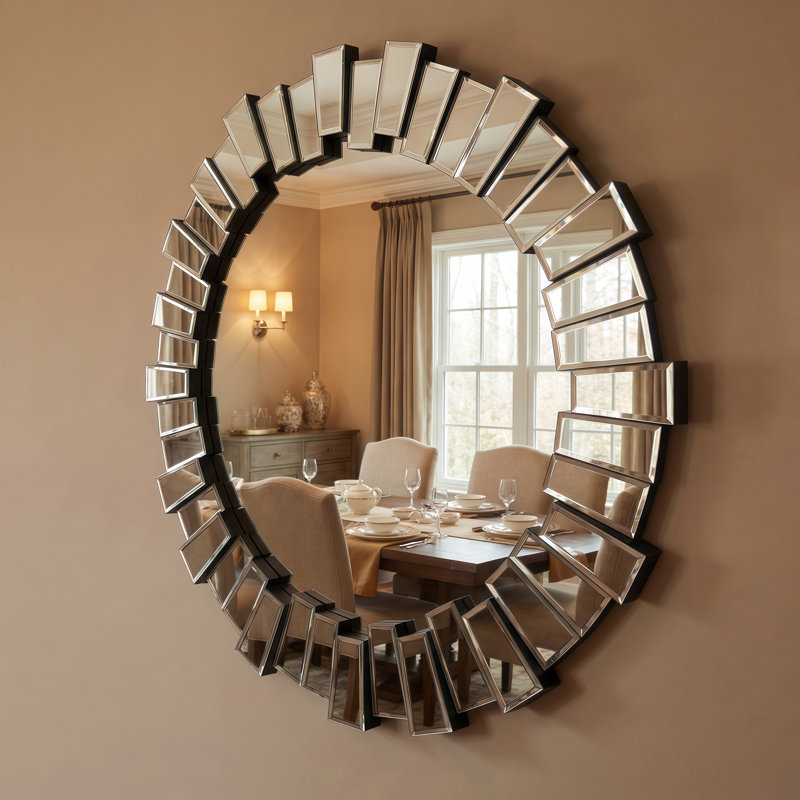 Seaview Traverse Round Beveled Venetian Bathroom / Vanity Mirror