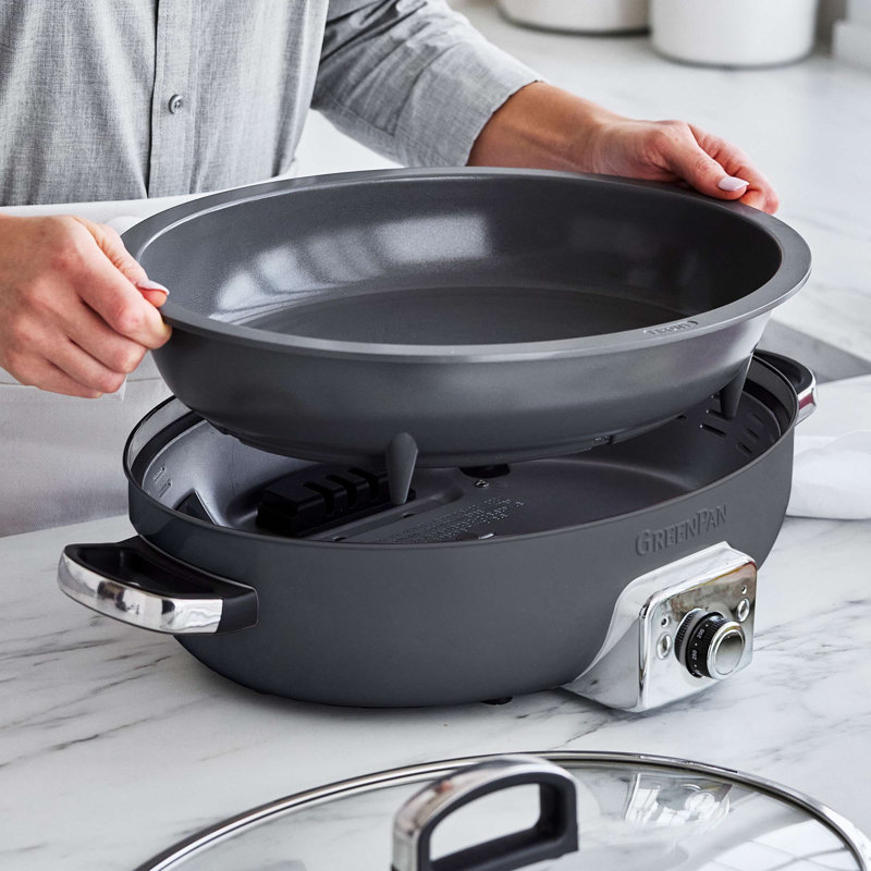 Greenpan Elite 5.5qt Oval Electric Skillet, Gray