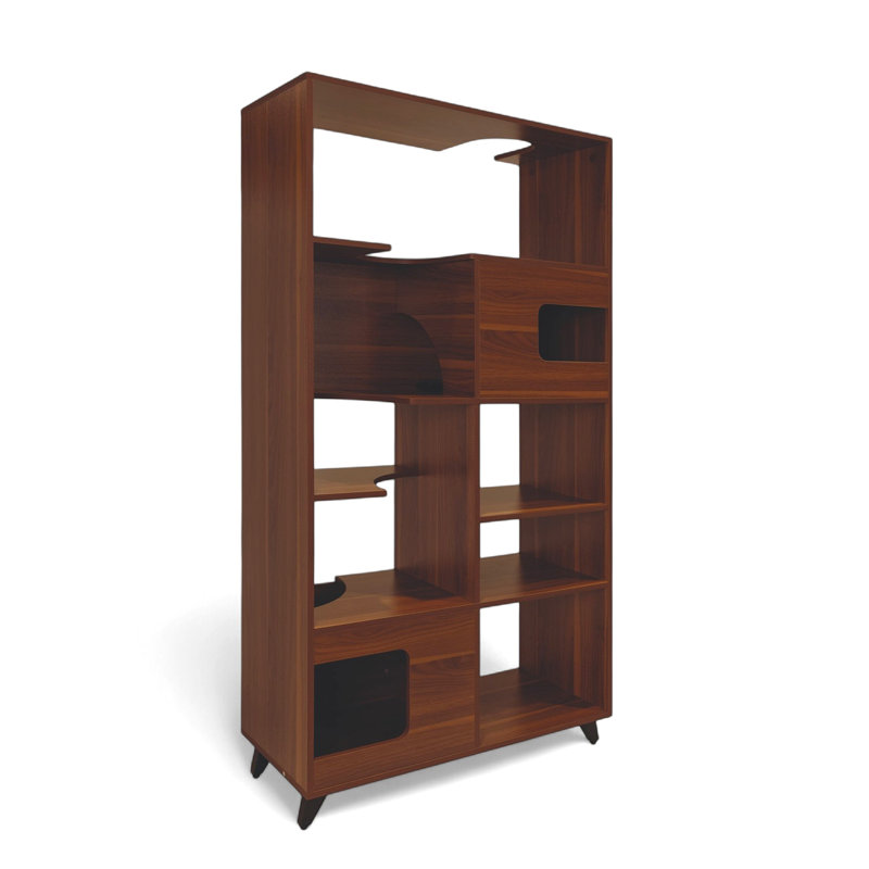 Clifford Cat Tree Bookshelf, Walnut, Brown