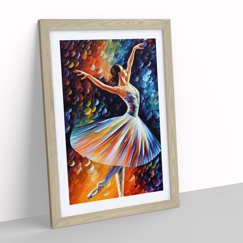Ballerina Dancer No.2 - Single Picture Frame Painting, 34cm H x 25cm W x 2cm D, Oak Framed