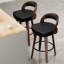 Ensemble de 2 tabourets de bar pivotants, tabourets de bar à hauteur de comptoir pour îlot de cuisine, tabourets de bar rembourrés avec pieds en bois