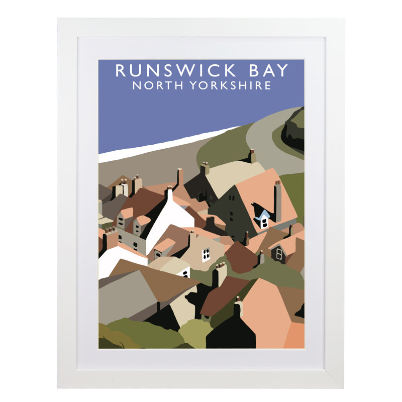 'Runswick Bay 3' by Richard O'Neil - Print, White Wood Frame, 43.5 cm H x 33.5 cm W x 2.2 cm D