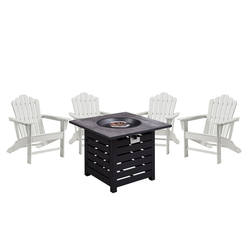 Ezechias 4 - Person Seating Group with Fire Pit Table, White
