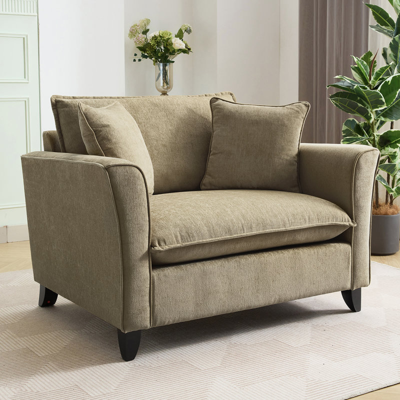 Fauteuil surdimensionné de 46,3 po, tissu chenille, fauteuil confortable et demi-canapé simple avec coussin pour le salon, bureau, vert