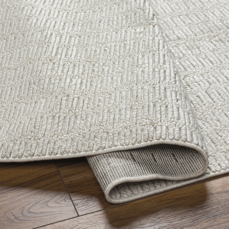 Gaydos Striped Machine Woven Polyester Area Rug in Cream, Rectangle 7'10" x 10'