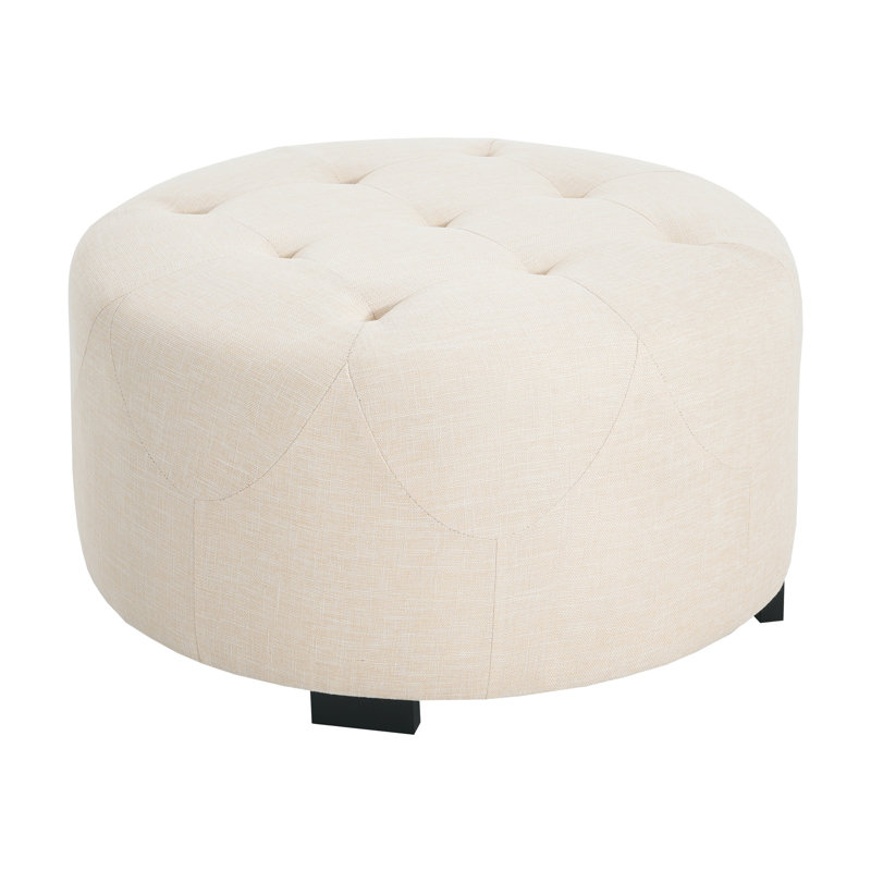 Knott Upholstered Button Tufted Round Ottoman