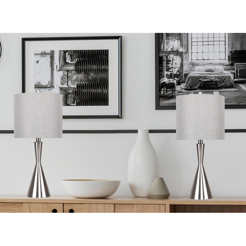 Ensemble de lampe de table 23 po Ogilvy, Nickel brossé, Taupe