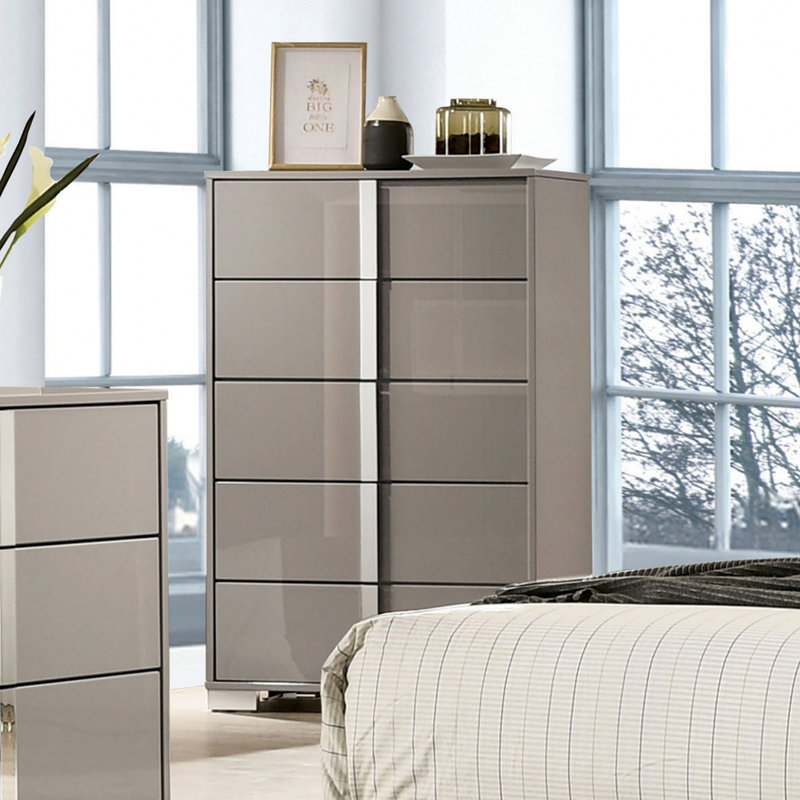 Commode de style contemporain, commode de chambre à coucher moderne pour la maison, Taupe