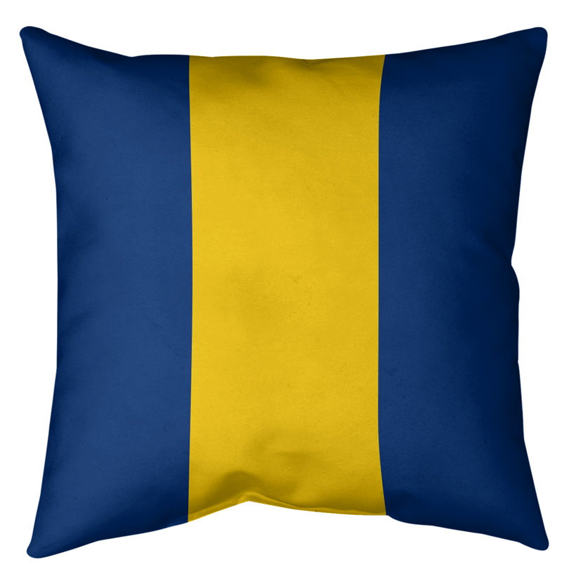 Coussin décoratif d'intérieur/d'extérieur, Bleu / doré, 20 po x 20 po