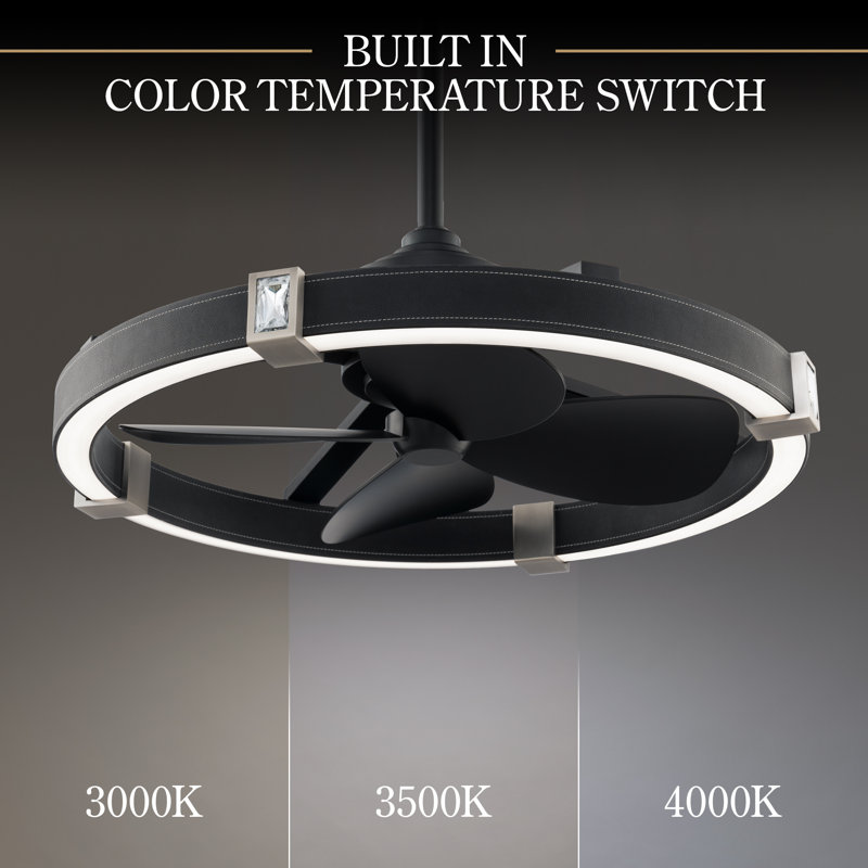 Atomic 1 Light Crystal LED Fandelier, Black Leather- Brushed Nickel