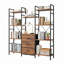 Étagère à 4 niveaux avec 10 tablettes ouvertes et 3 tiroirs en tissu – Meuble de rangement étroit avec structure en acier, brun-472556533