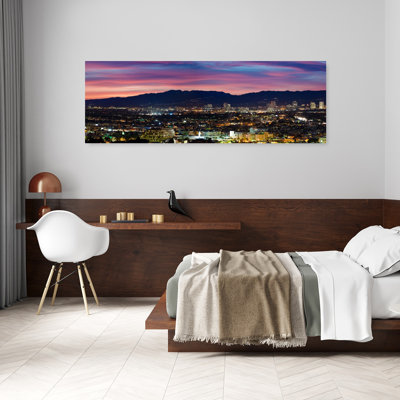 High Angle View Of A City At Dusk, Culver City, Santa Monica Mountains, West Los Angeles, Westwood, California, Usa Abstract Contemporary Architect...