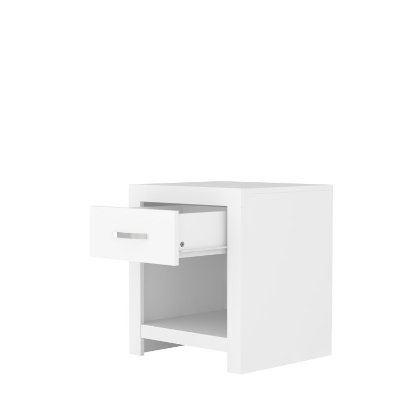 Aimaan 20.3" 1 Drawer Nightstand, Matt White