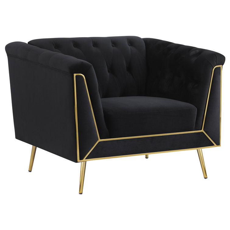 Avellino Holly Tuxedo Arm Tufted Back Chair Black - Wayfair Canada