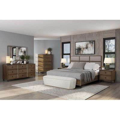 2-Drawer Oak Nightstand with USB Charging and Dual Base Options