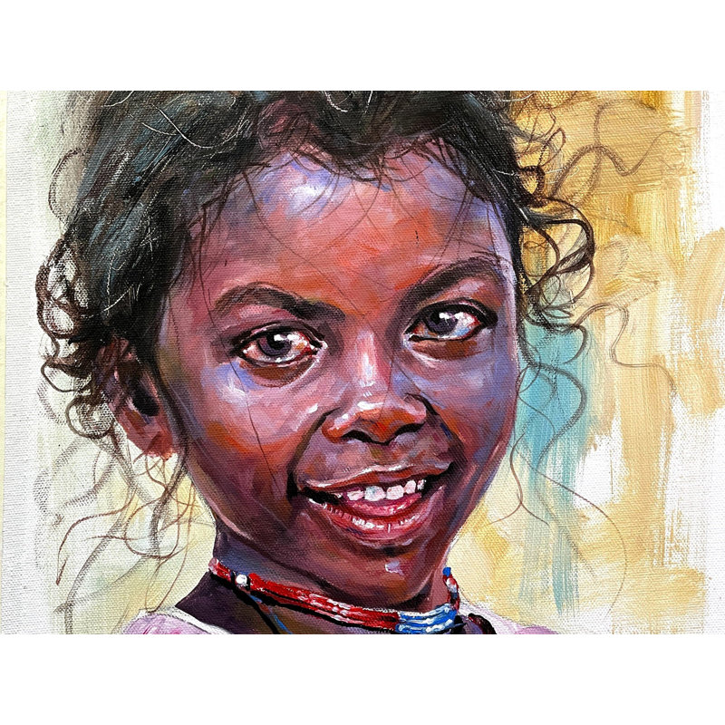 Portrait d'une fillette souriante | Acrylique sur toile | Par Jugal Sarkar