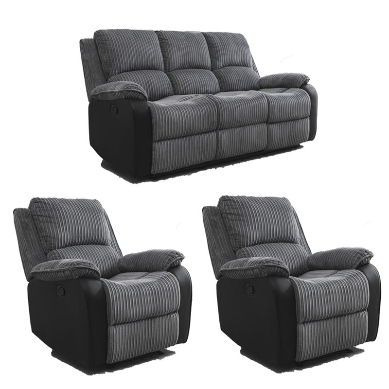 Nevae 3 - Piece Living Room Set, Manual-Push Back
